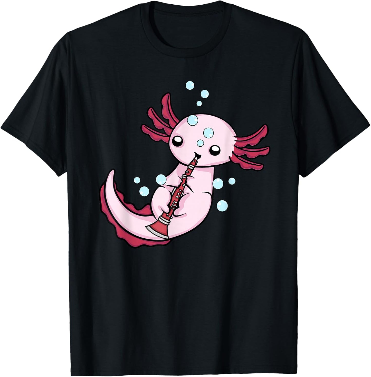 Clarinet Player Axolotl Lover Kids Big Band Music Clarinet T-Shirt - T-Shirt | Black