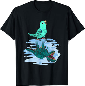 Parrot & T Rex Reflection I Turquoise Parrotlet T-Shirt - T-Shirt | Black