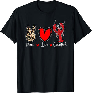 Peace Love Crawfish Cajun Crawfish Men Women T-Shirt - T-Shirt | Black