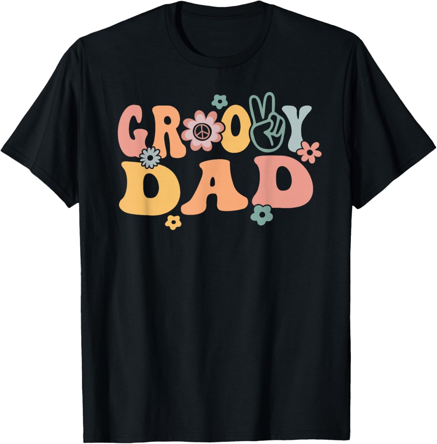 Groovy Dad Retro Father Matching Family 1st Birthday Party T-Shirt - T-Shirt | Black