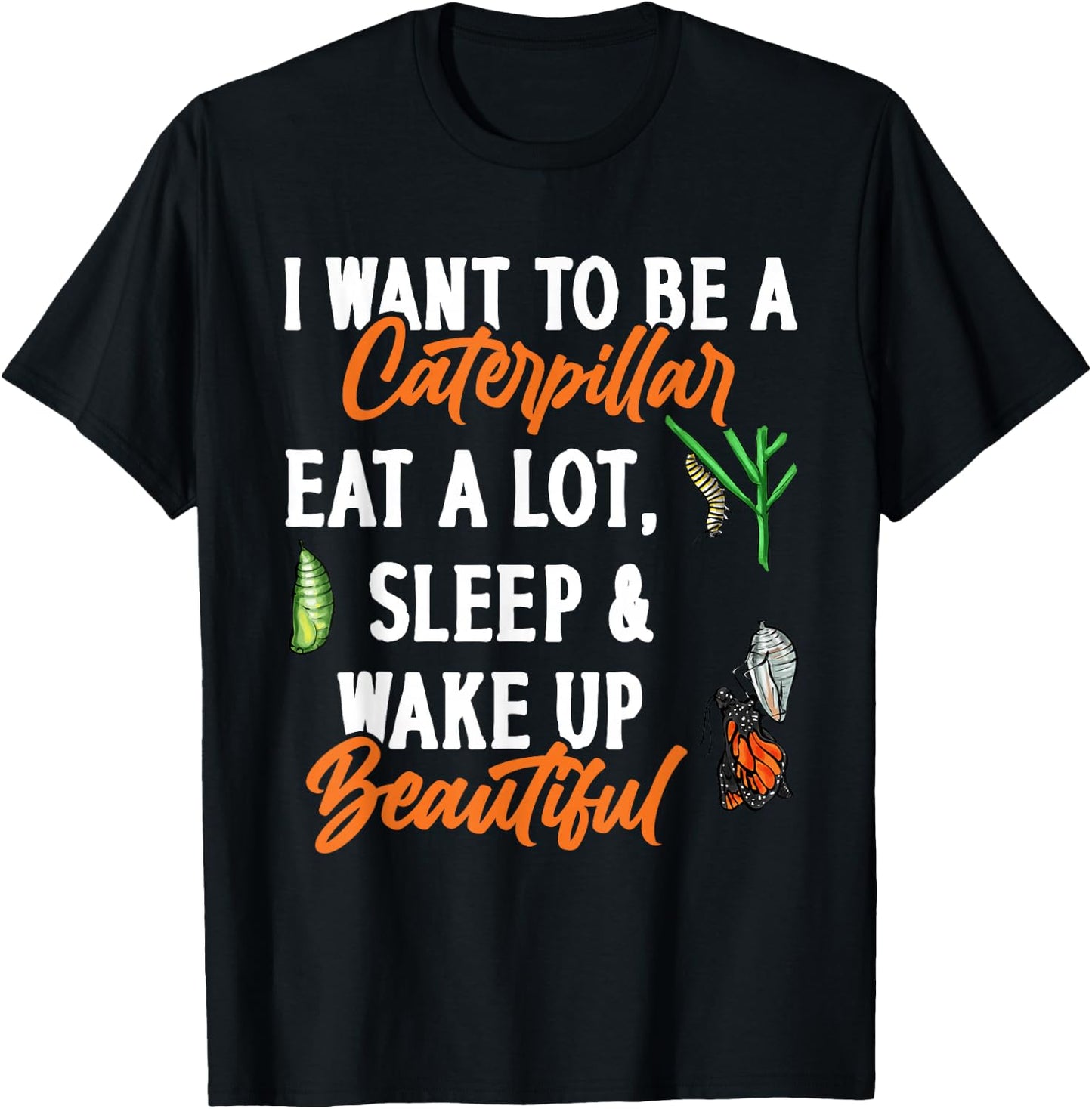 Monarch Butterfly Caterpillar Insect Collector Entomologist T-Shirt - T-Shirt | Black