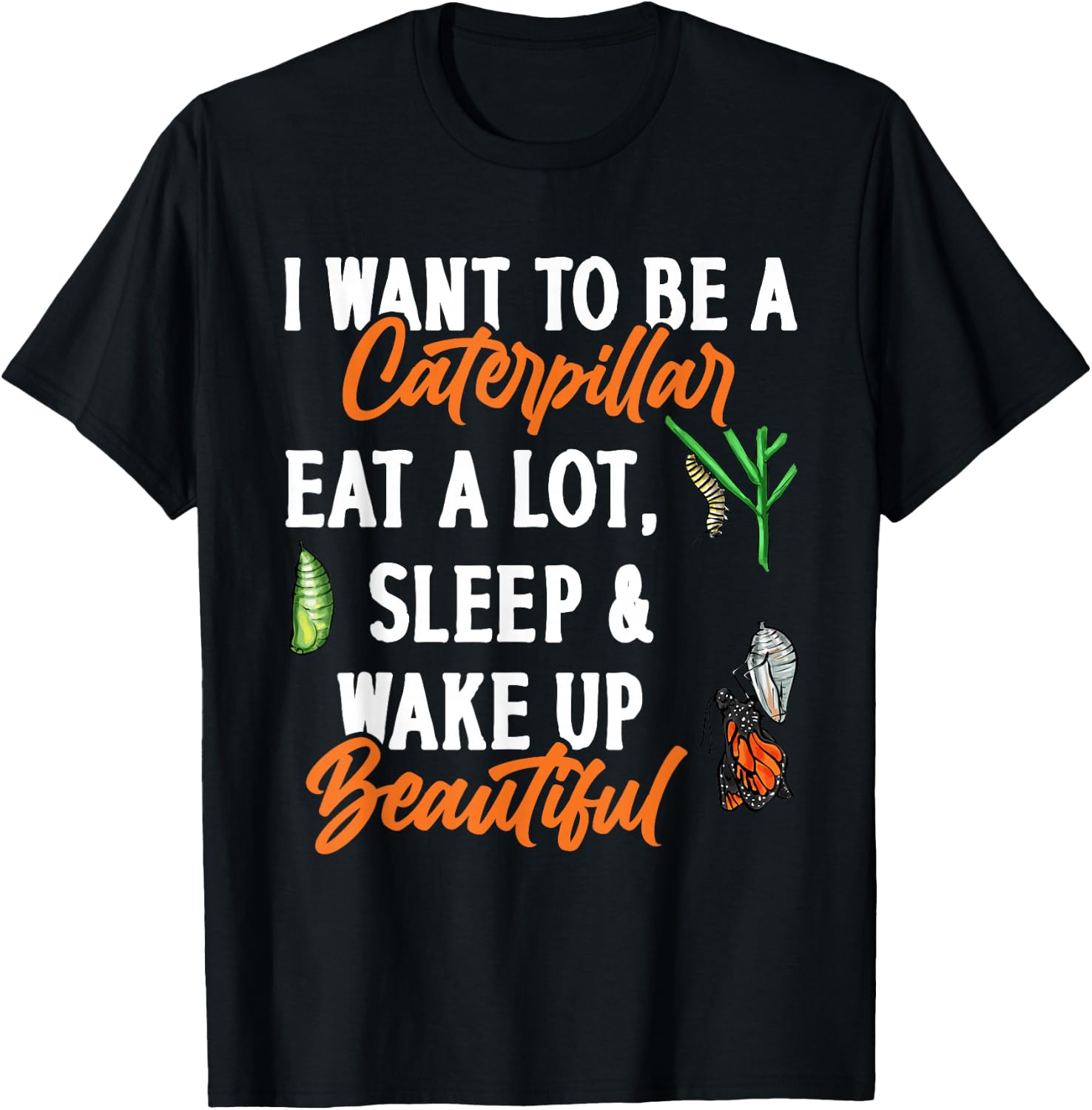 Monarch Butterfly Caterpillar Insect Collector Entomologist T-Shirt - T-Shirt | Black