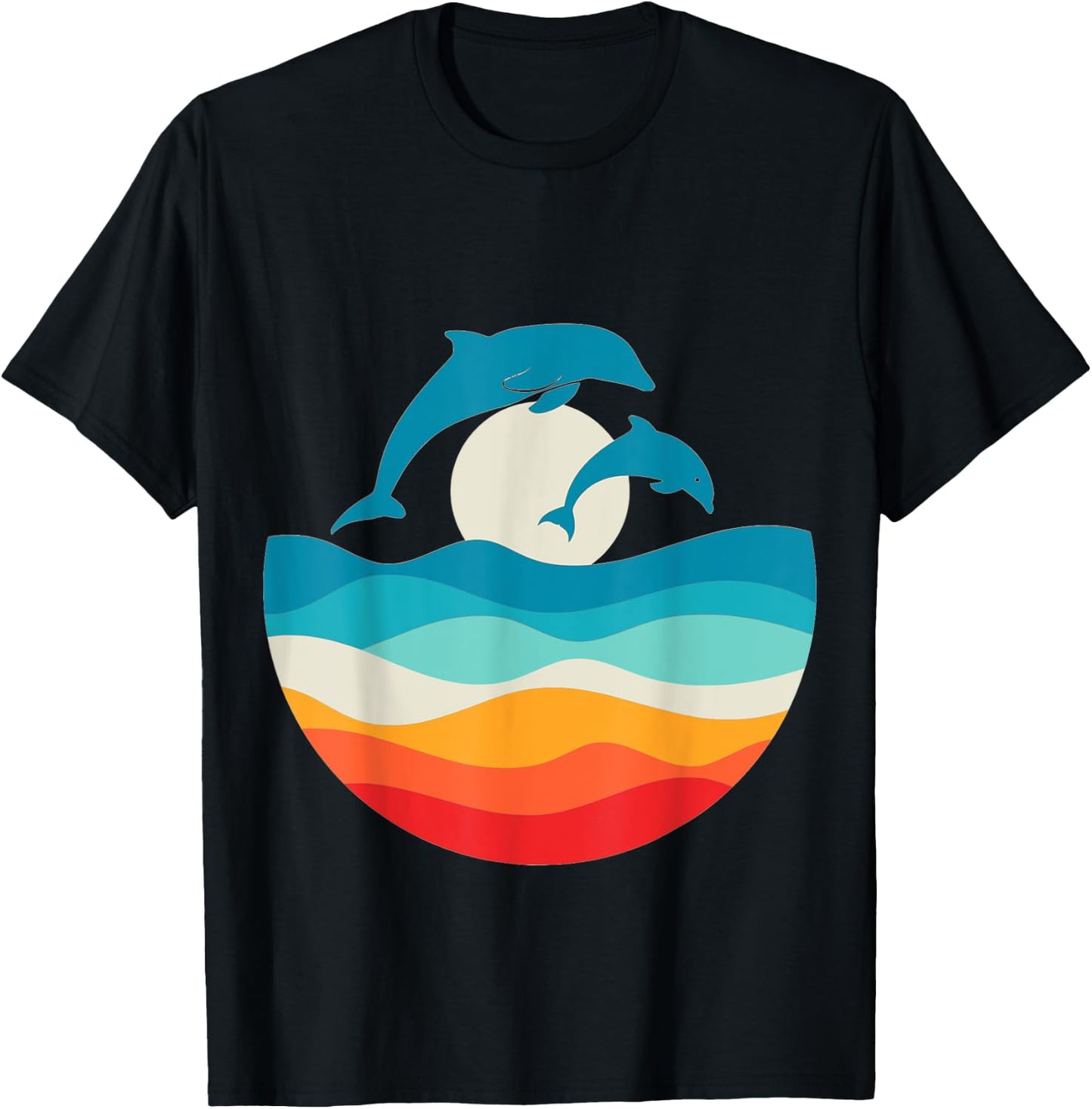 Vintage Retro Summer Time Beach Dolphin Women T-Shirt - T-Shirt | Black