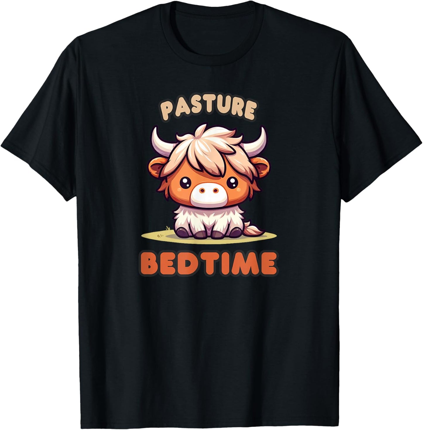 Pasture Bedtime Micro Mini Highland Cow Cute Calf Funny Moo T-Shirt - T-Shirt | Black