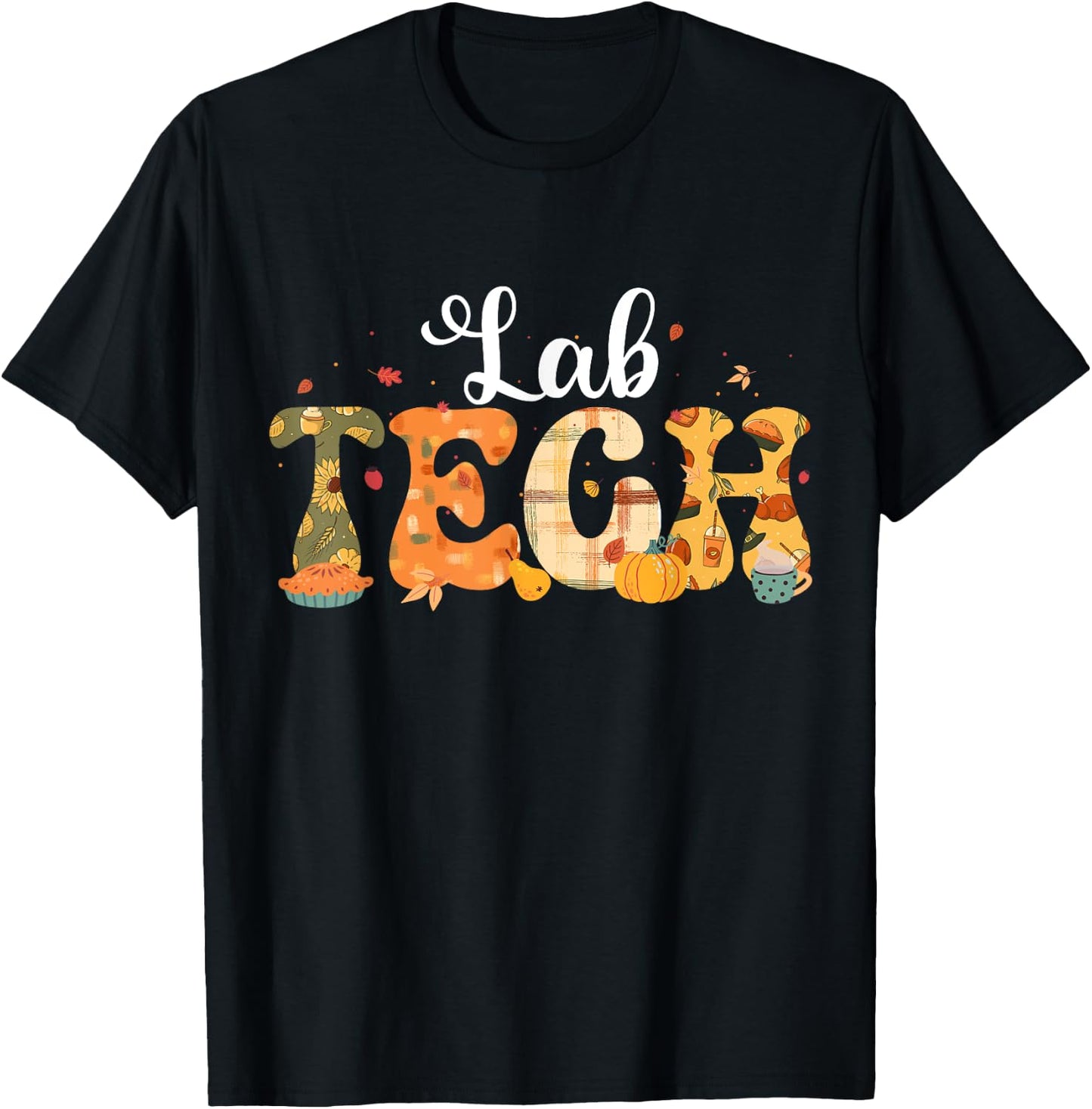Lab Tech Laboratory Technician Fall Thanksgiving Halloween T-Shirt - T-Shirt | Black