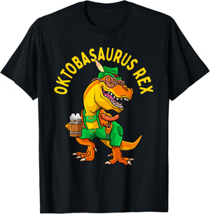 Dinosaur Oktoberfest Lederhosen Costume Men T rex Beer Fest T-Shirt - T-Shirt | Black