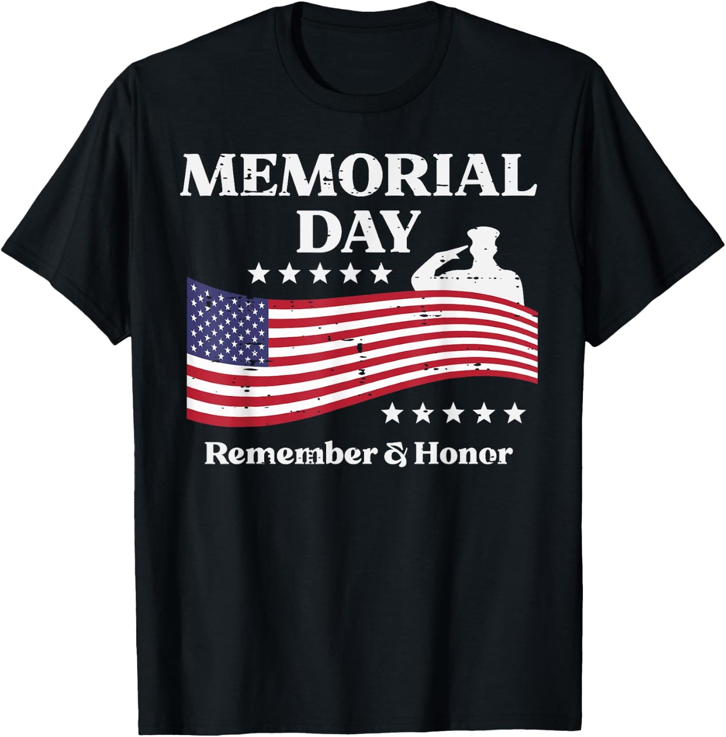 Memorial Day USA Flag Remember Honor Patriot Men Women Kids T-Shirt - T-Shirt | Black