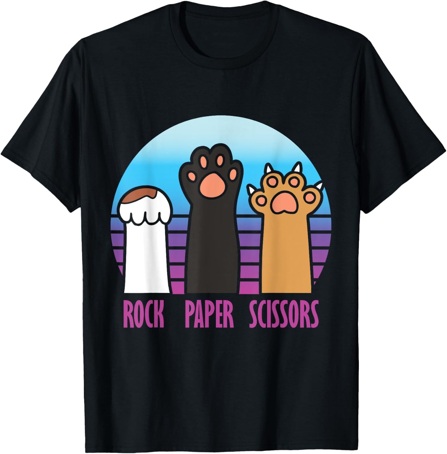 Rock Paper Scissors Hand Game Meme Animal Paw Cat T-Shirt - T-Shirt | Black