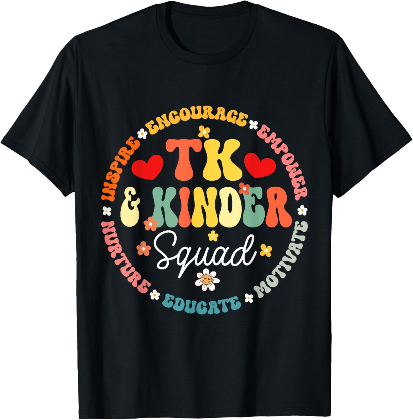 TK And Kinder Squad Transitional Kindergarten Teacher Men Women Girls Kids T-Shirt - T-Shirt | Black