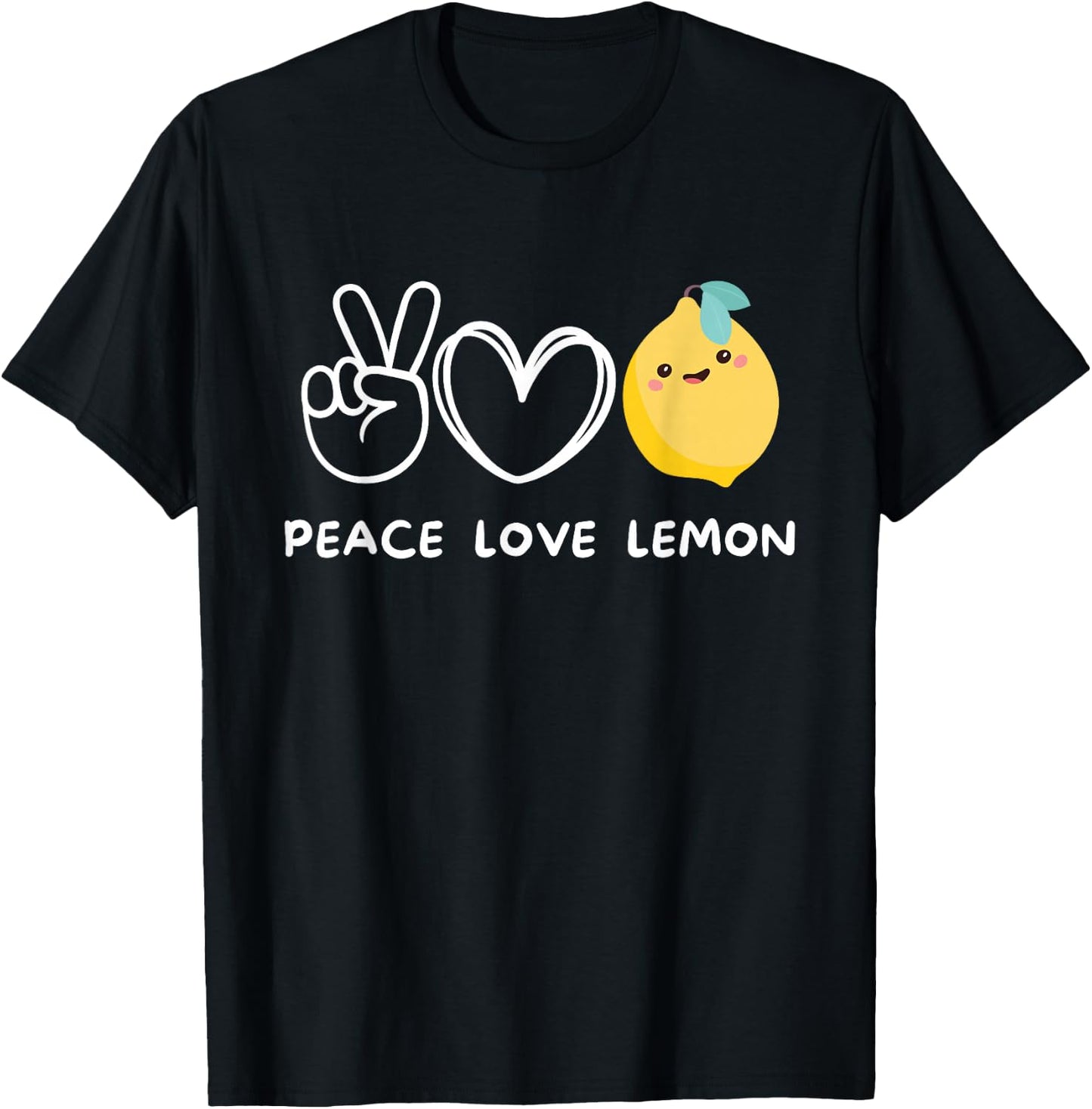Peace, Love Lemon Retro Lemon Lover Fruit Lover T-Shirt - T-Shirt | Black