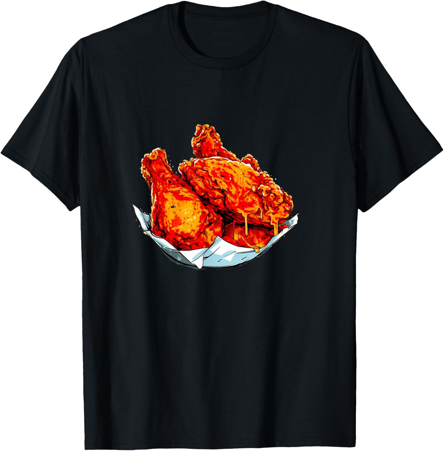 Fried Chicken Funny Men Women Chicken Wings Fast food Lover T-Shirt - T-Shirt | Black