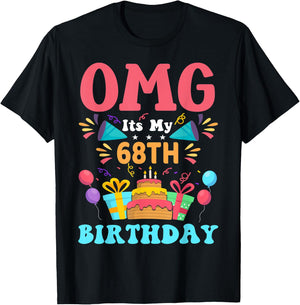 68 Year Old Birthday Party Gift Omg Happy 68th Birthday T-Shirt - T-Shirt | Black