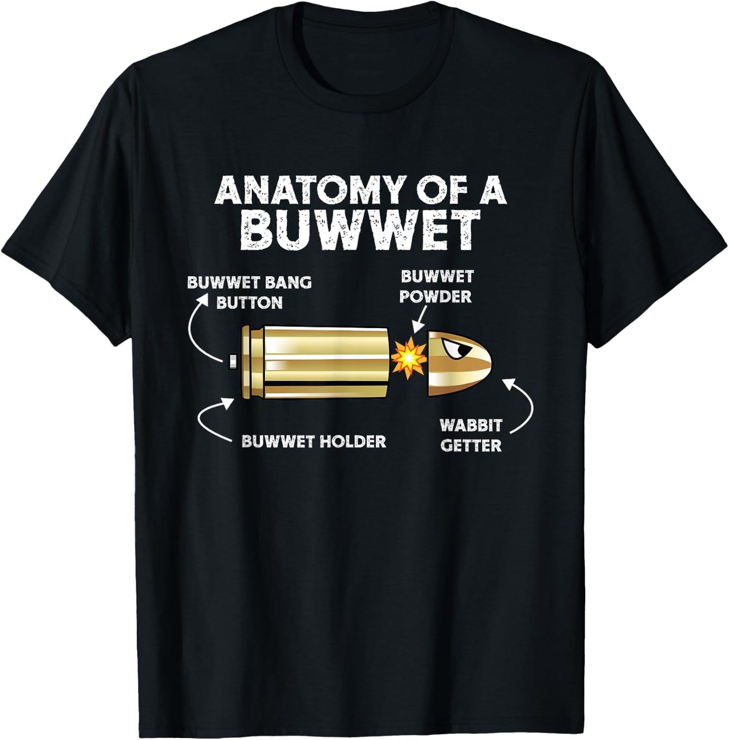Funny Pew Pew Bullet Anatomy Cartoon Rabbit Getter T-Shirt - T-Shirt | Black