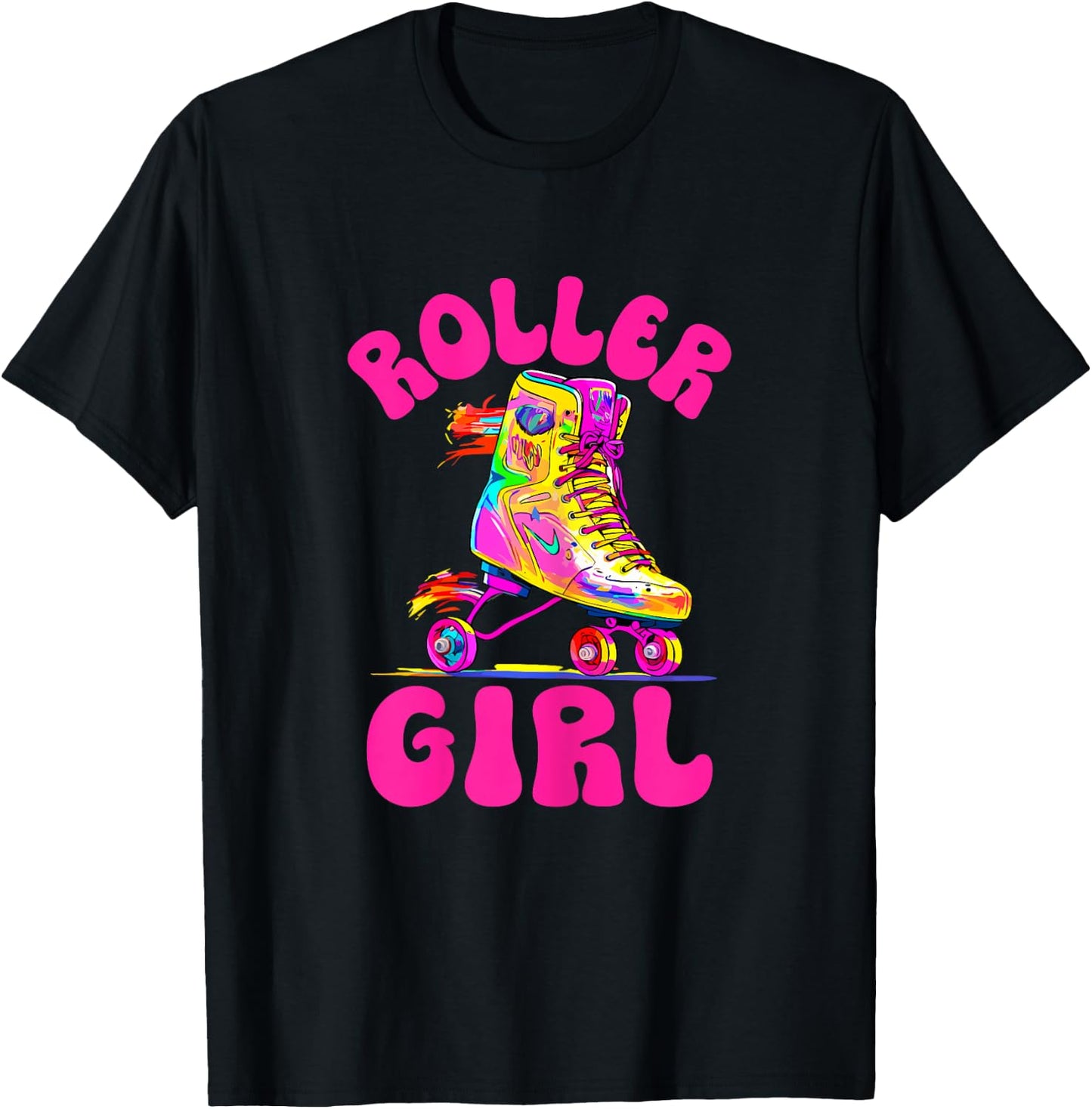 Roller Derby Roller Girl Skating Skater Skate Retro T-Shirt - T-Shirt | Black