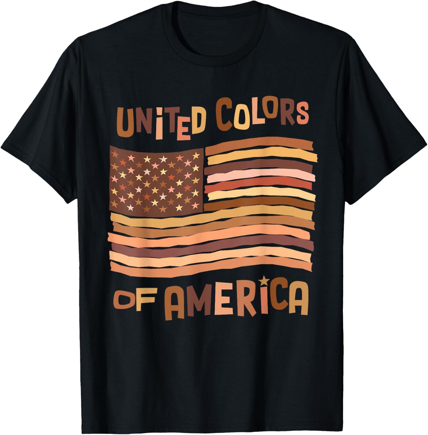 United Colors of America Black History Month Brown USA Flag T-Shirt - T-Shirt | Black
