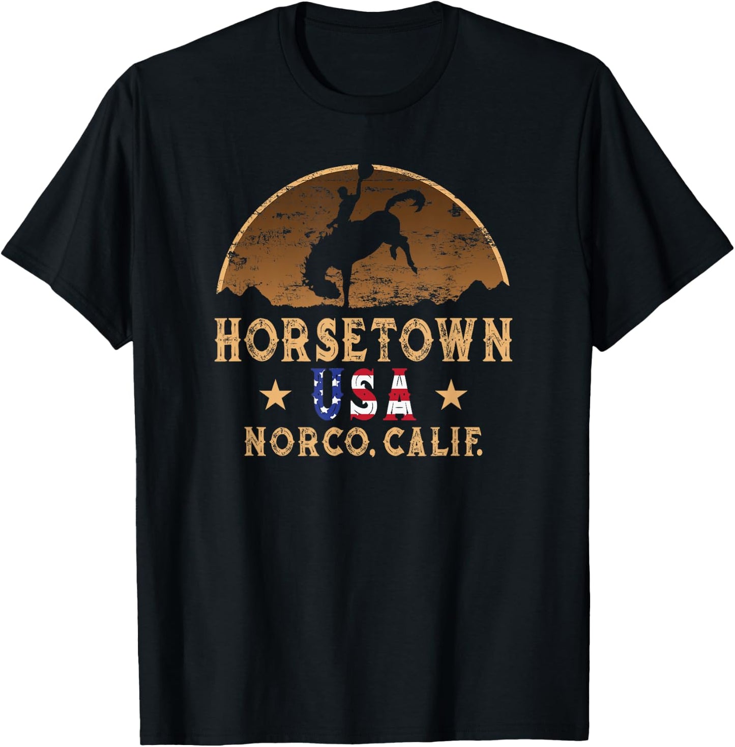 Norco California CA Horsetown USA Rodeo Cowboy T-Shirt - T-Shirt | Black