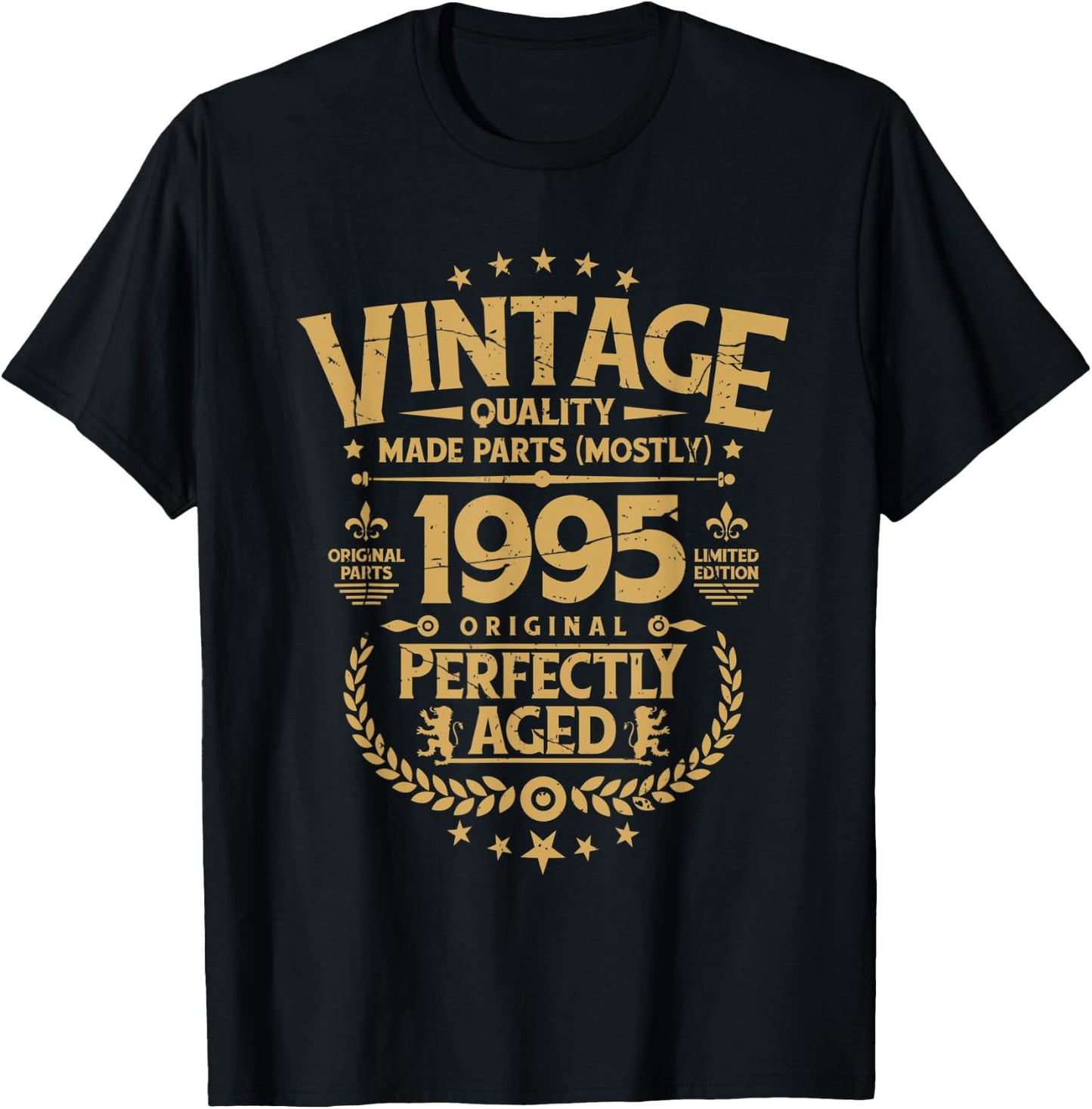 Vintage Birthday Funny Shirt 1995 Perfectly Aged T-Shirt - T-Shirt | Black
