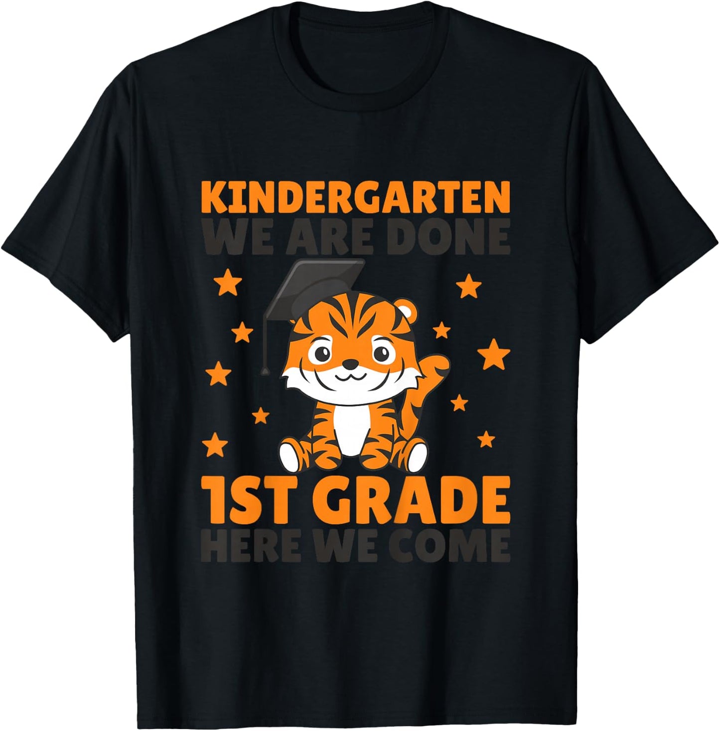 Kids Kindergarten Graduate Tiger Graduation T-Shirt - T-Shirt | Black