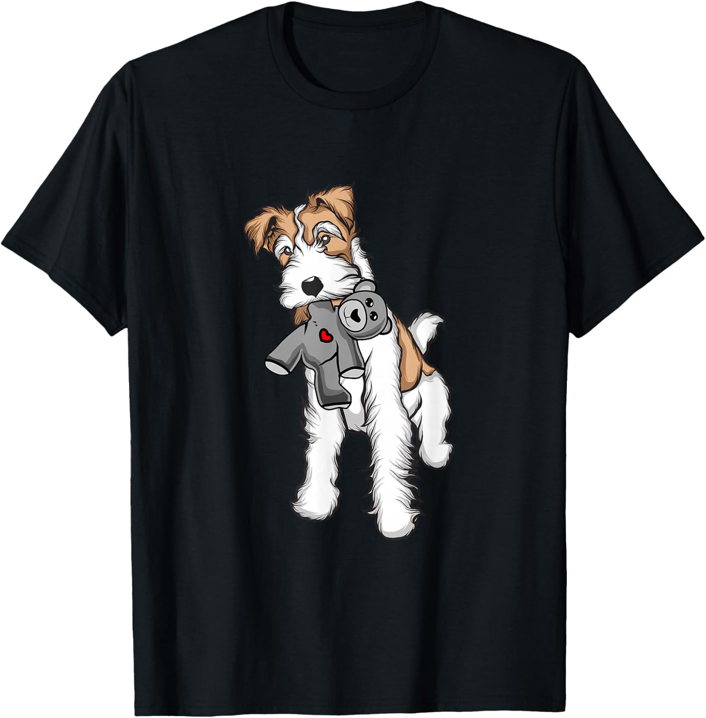 Wire Fox Terrier Plush Mix Stuffed Animal | Fox Terrier T-Shirt - T-Shirt | Black