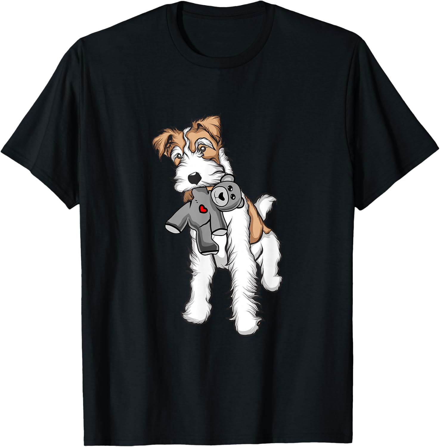 Wire Fox Terrier Plush Mix Stuffed Animal | Fox Terrier T-Shirt - T-Shirt | Black