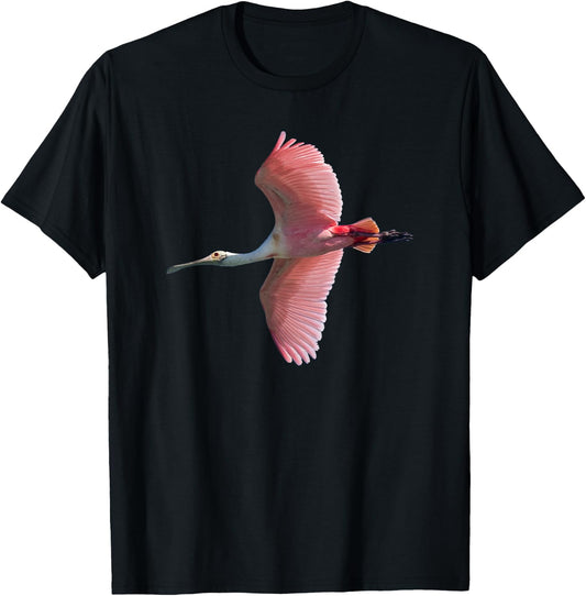 Roseate Spoonbill in Flight T-Shirt - T-Shirt | Black