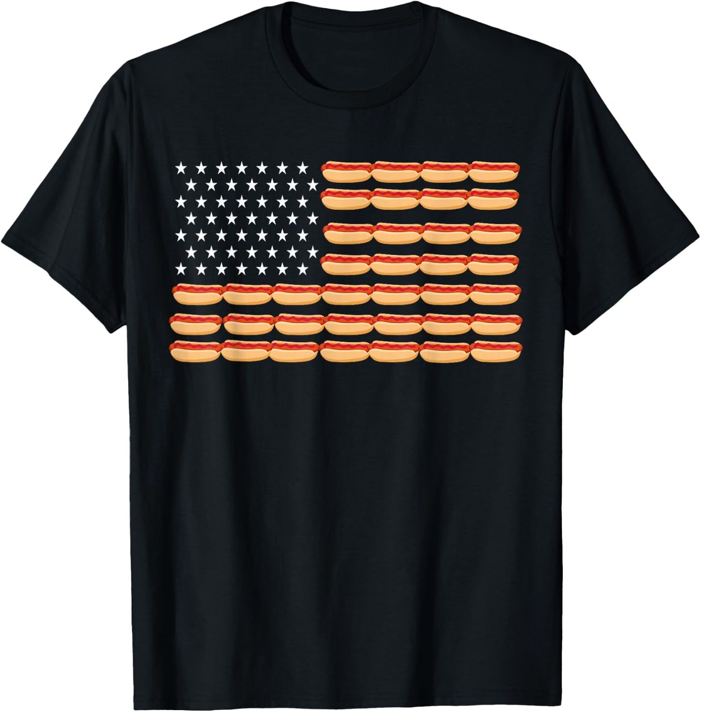 USA Hot Dog Flag T-Shirt - T-Shirt | Black