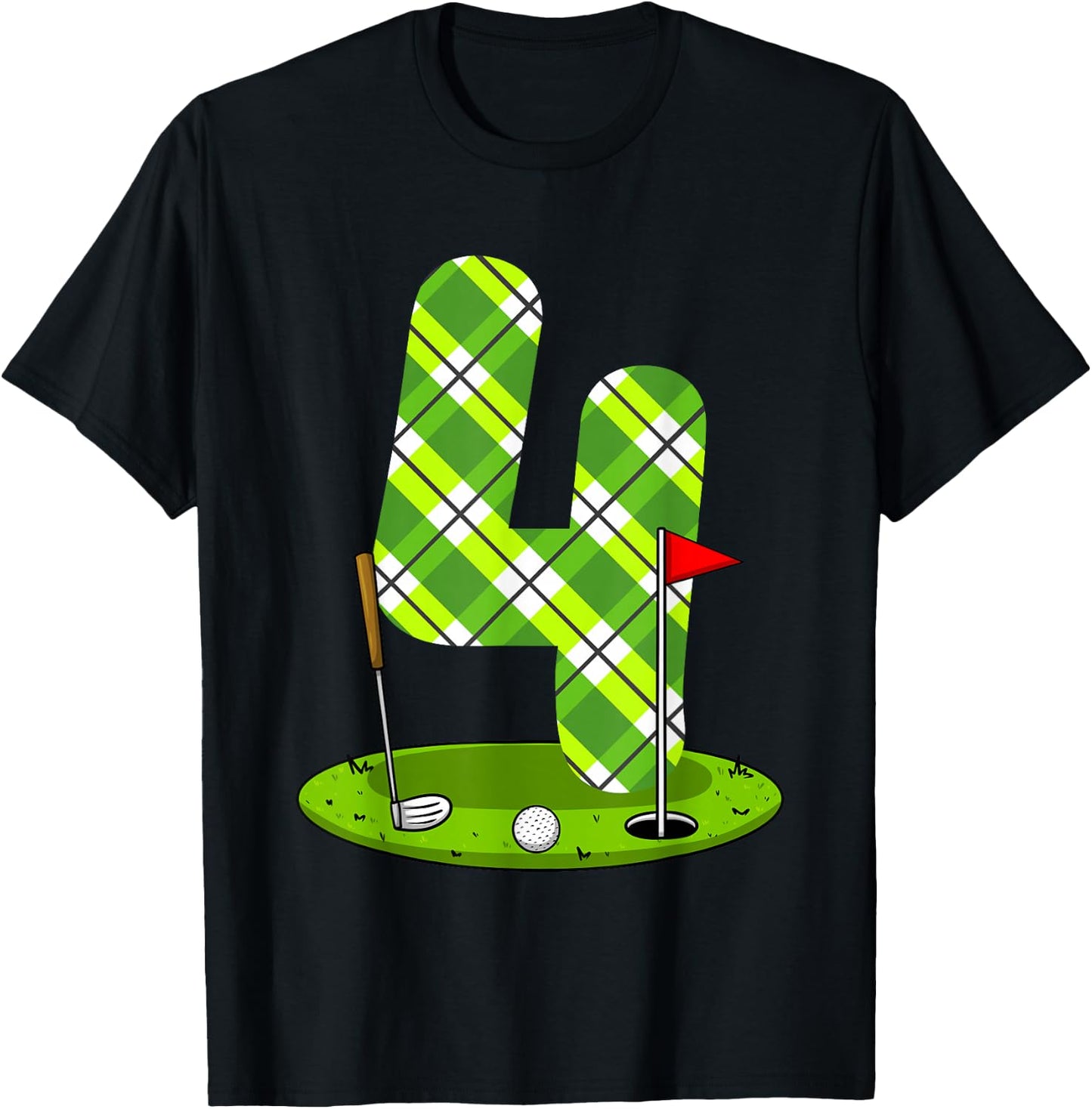 Golf Birthday Shirt For Kids 4th Birthday Party Golfer T-Shirt - T-Shirt | Black