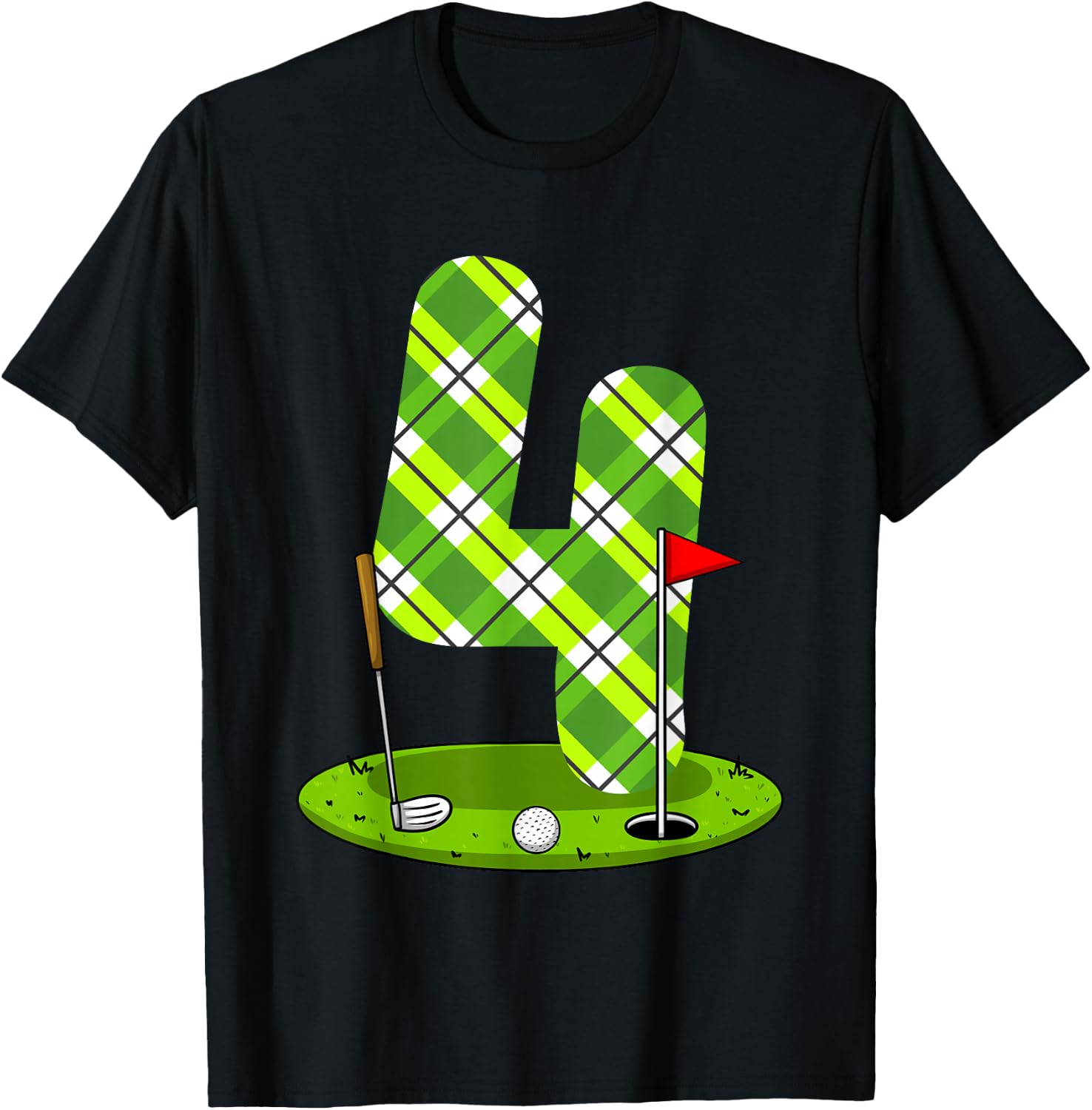 Golf Birthday Shirt For Kids 4th Birthday Party Golfer T-Shirt - T-Shirt | Black