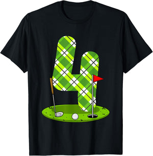 Golf Birthday Shirt For Kids 4th Birthday Party Golfer T-Shirt - T-Shirt | Black