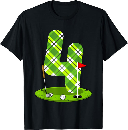 Golf Birthday Shirt For Kids 4th Birthday Party Golfer T-Shirt - T-Shirt | Black