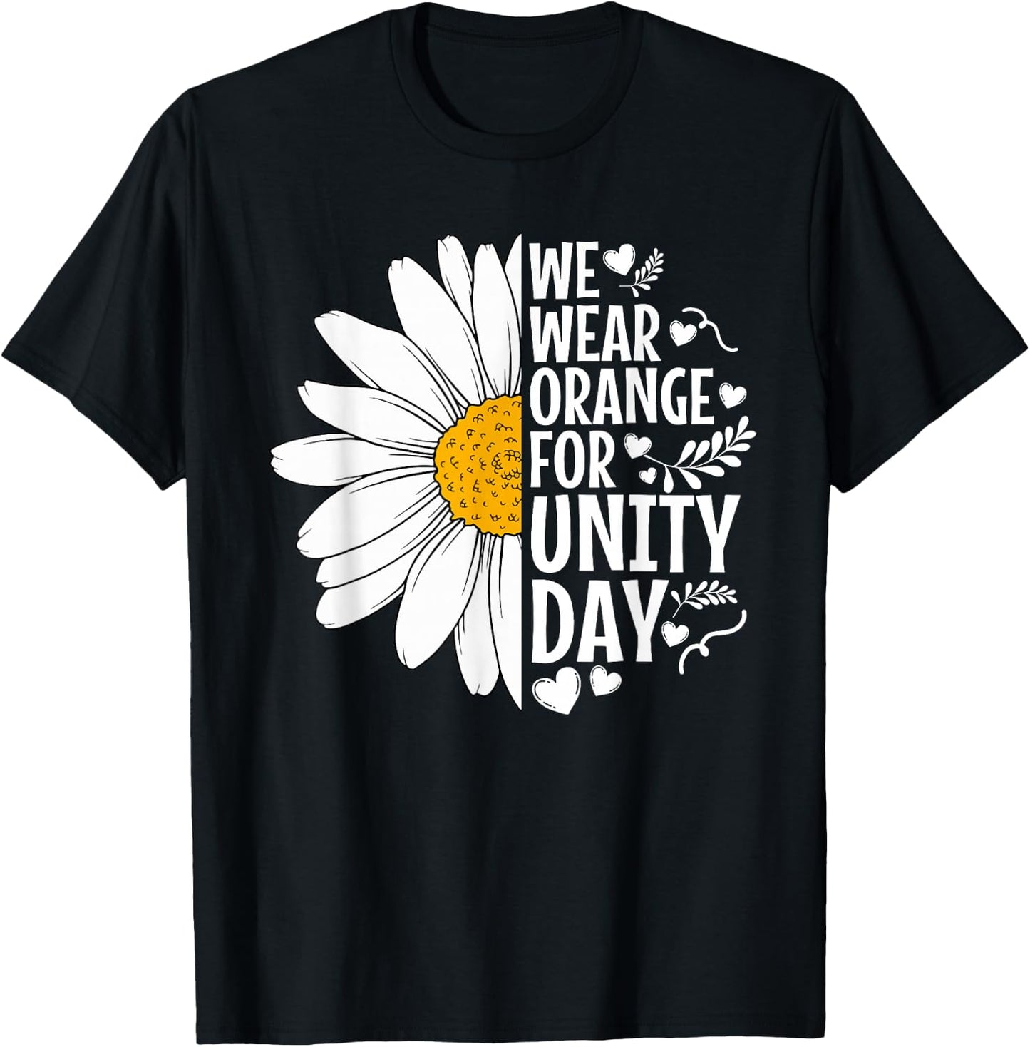 We Wear Orange For Unity Day Daisy Anti Bullying Orange T-Shirt - T-Shirt | Black