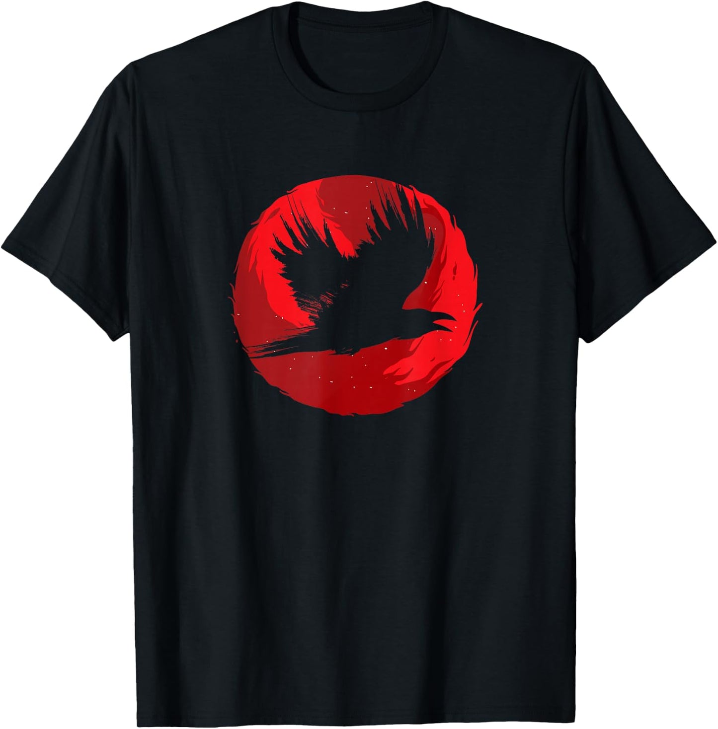 Gothic Raven Red Moon Black Crow T-Shirt - T-Shirt | Black