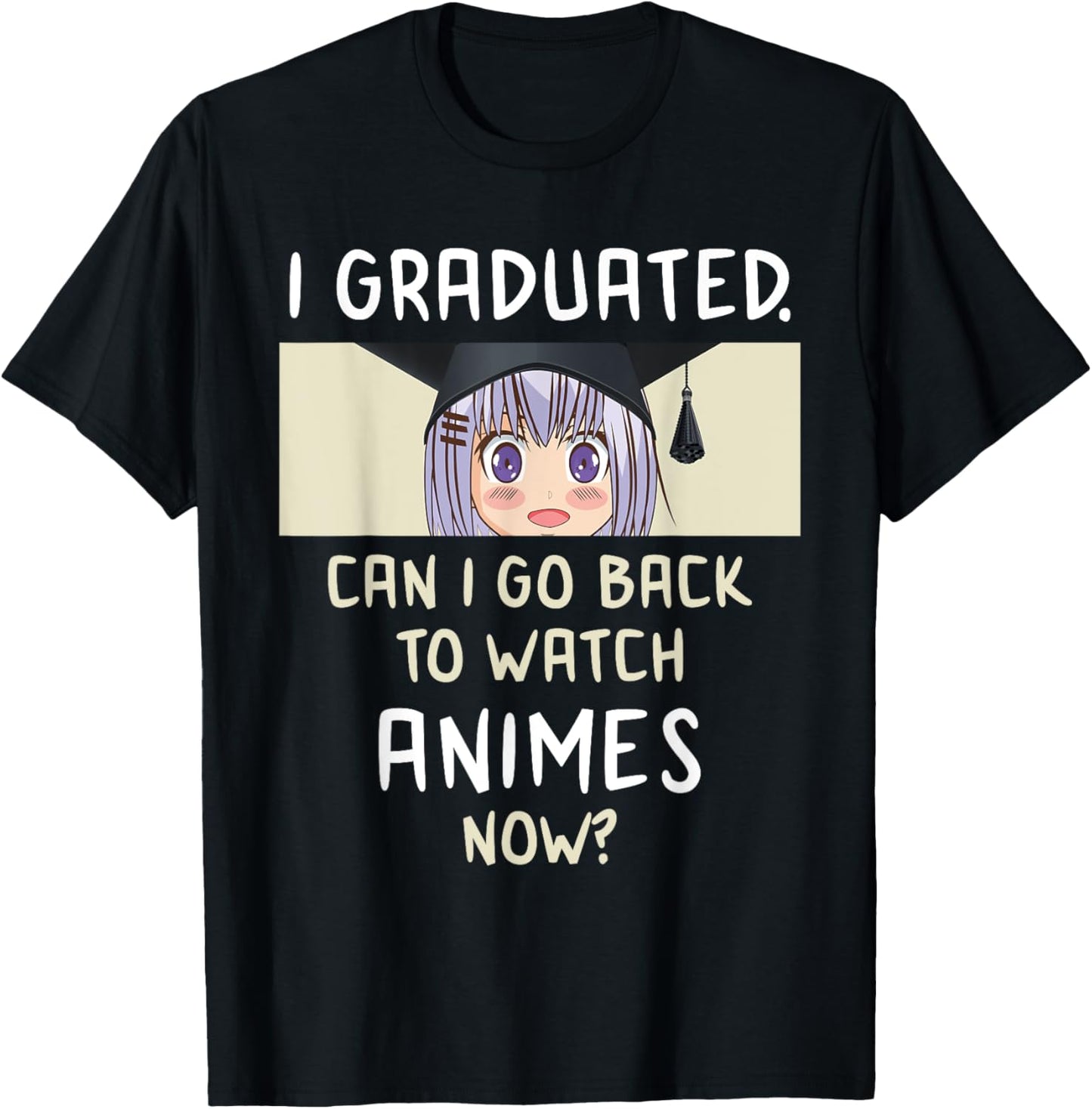 2025 Graduation anime lover high school college grad T-Shirt - T-Shirt | Black