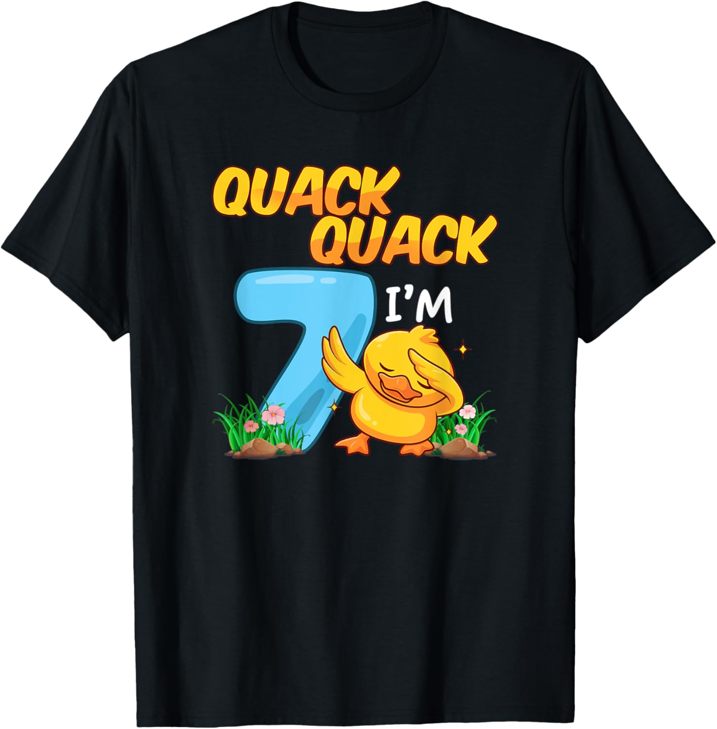 7 Year Old Gifts Boys Girls Teens Dabbing Duck 7th Birthday T-Shirt - T-Shirt | Black