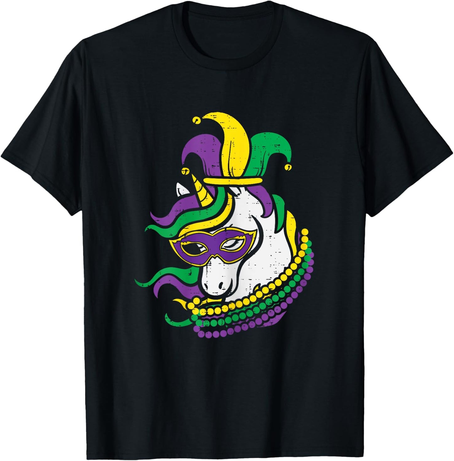 Mardi Gras Unicorn Cute Outfit Girls Kids Toddlers T-Shirt - T-Shirt | Black