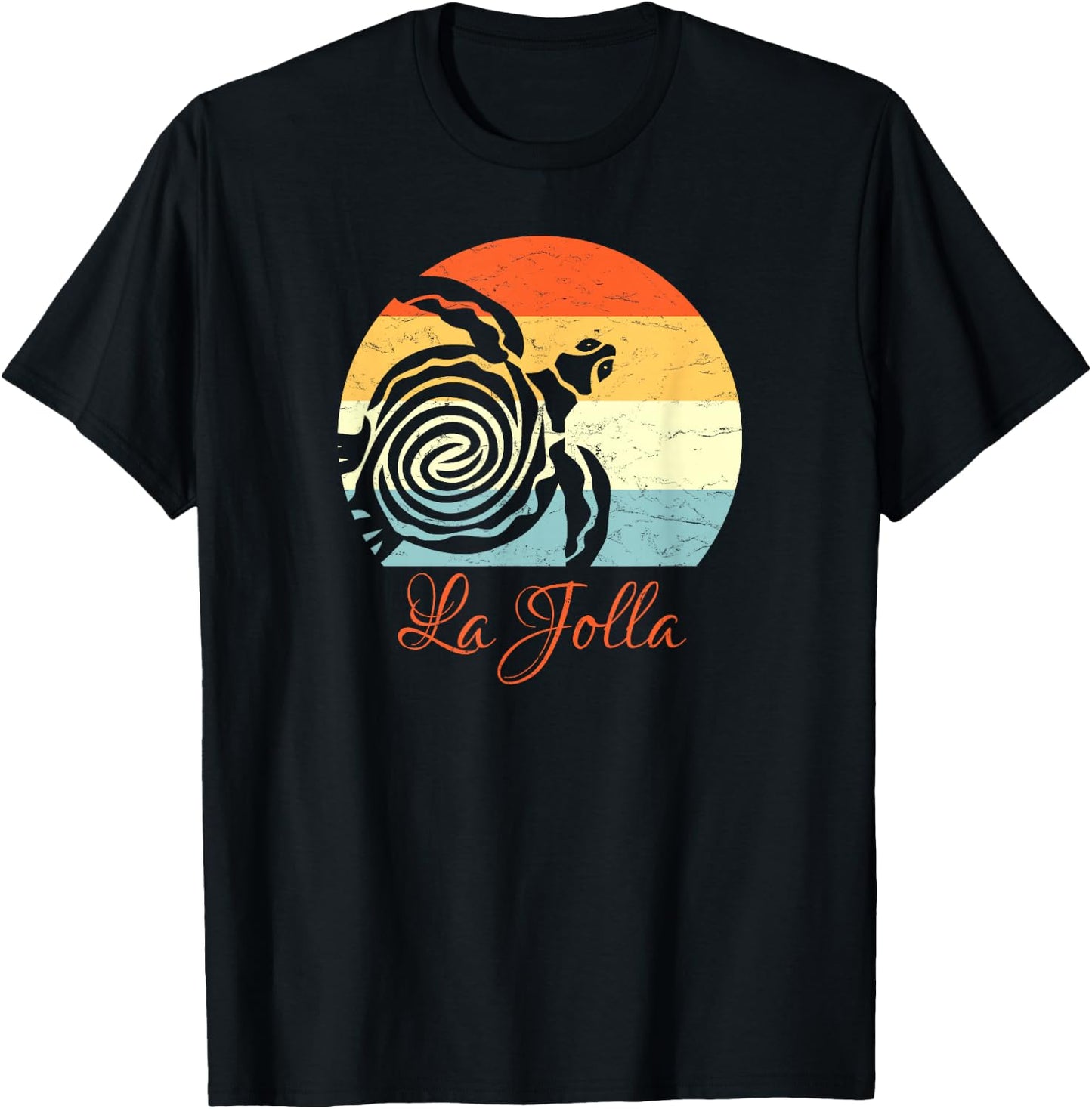 La Jolla, California Vintage Vacation Retro Sea Turtle T-Shirt - T-Shirt | Black