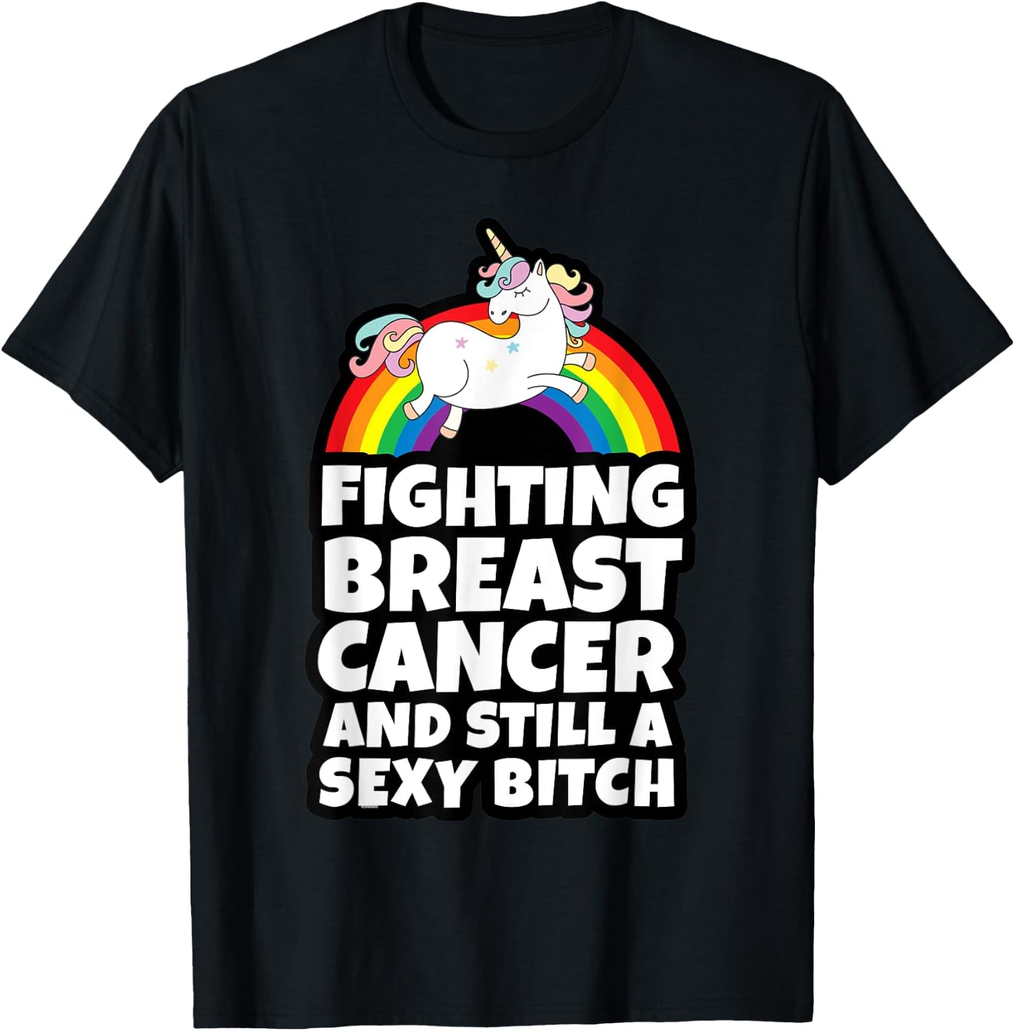Fighting Breast Cancer Sexy Bitch Gay Pride Unicorn T-Shirt - T-Shirt | Black