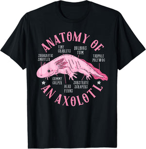 Anatomy Of An Axolotl Lover Mexican Salamander Boys Girls T-Shirt - T-Shirt | Black