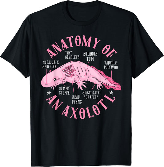 Anatomy Of An Axolotl Lover Mexican Salamander Boys Girls T-Shirt - T-Shirt | Black