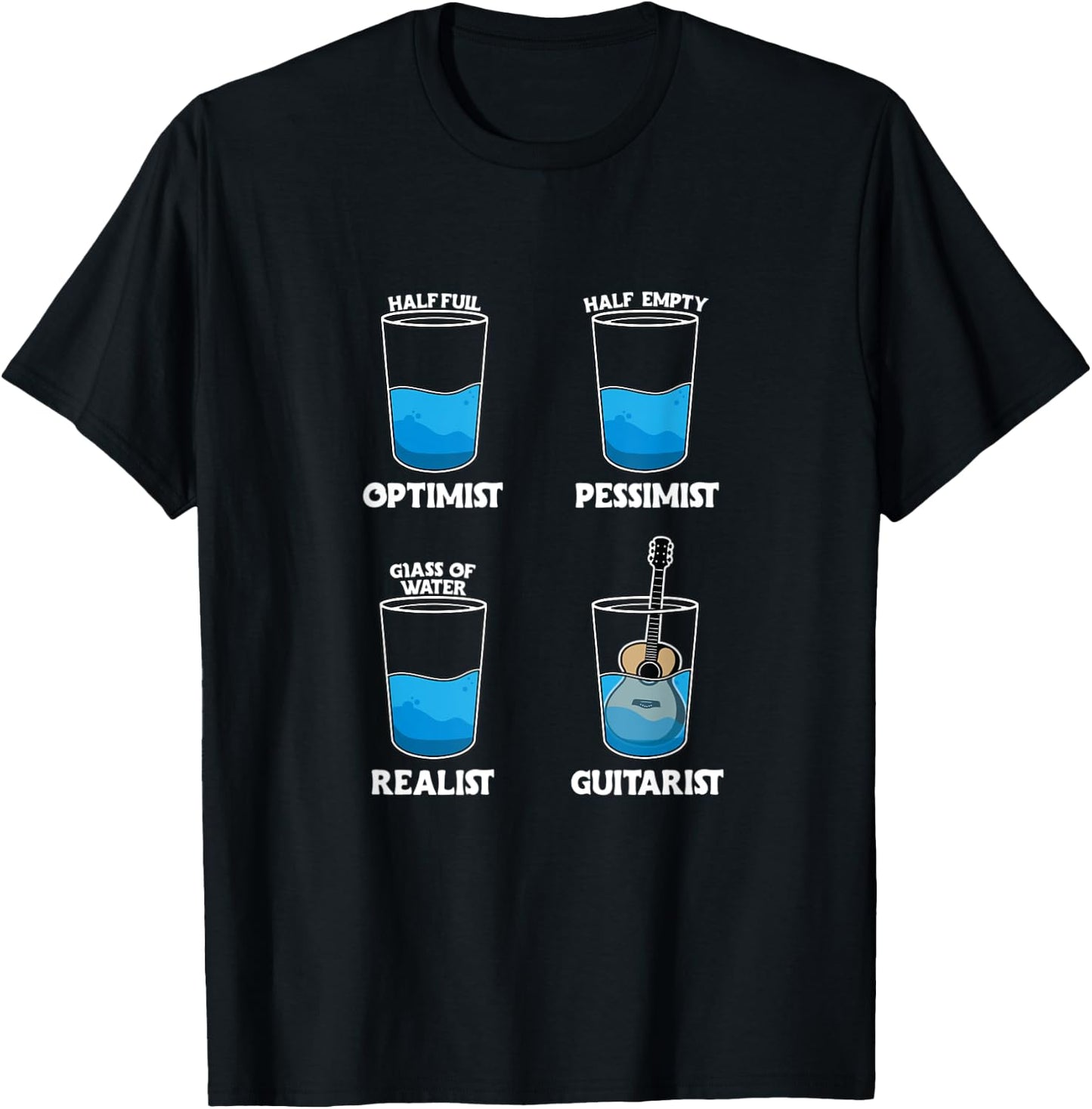 Optimist Pessimist Realist Guitarist Klassische Gitarre T-Shirt - T-Shirt | Black