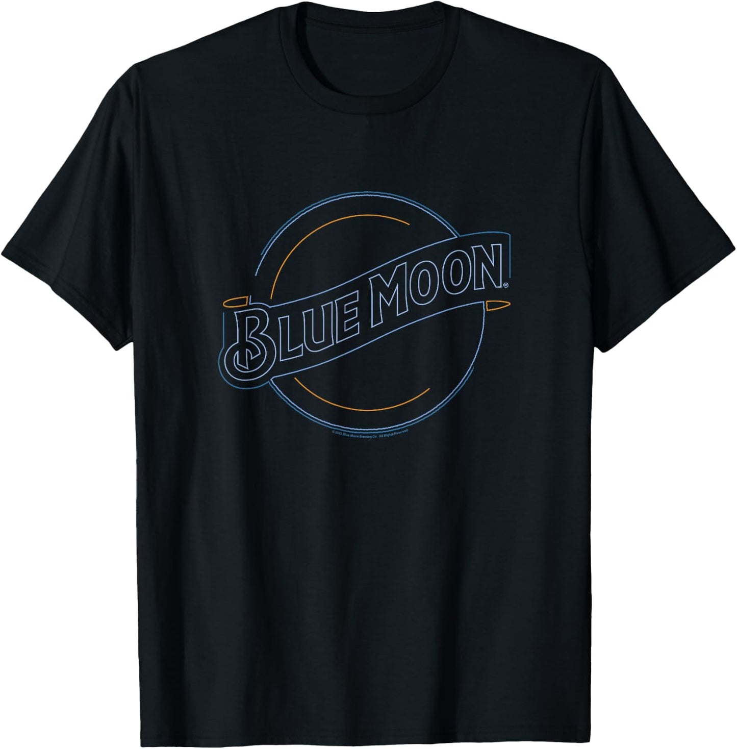 Coors Brewing Company Blue Moon Neon Classic Big Chest Logo T-Shirt - T-Shirt | Black