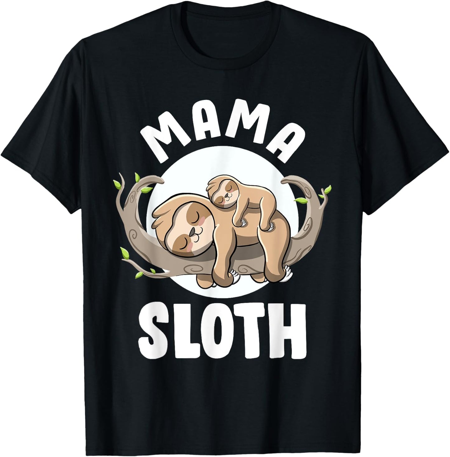 Mama Sloth Cute Pregnancy Announcement Mom to be Sloth Mama T-Shirt - T-Shirt | Black