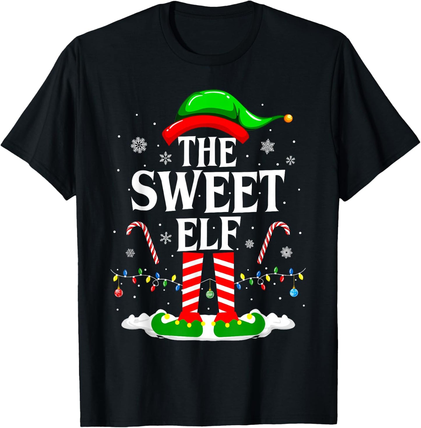 The Sweet Elf Xmas Funny Matching Family Group Christmas T-Shirt - T-Shirt | Black