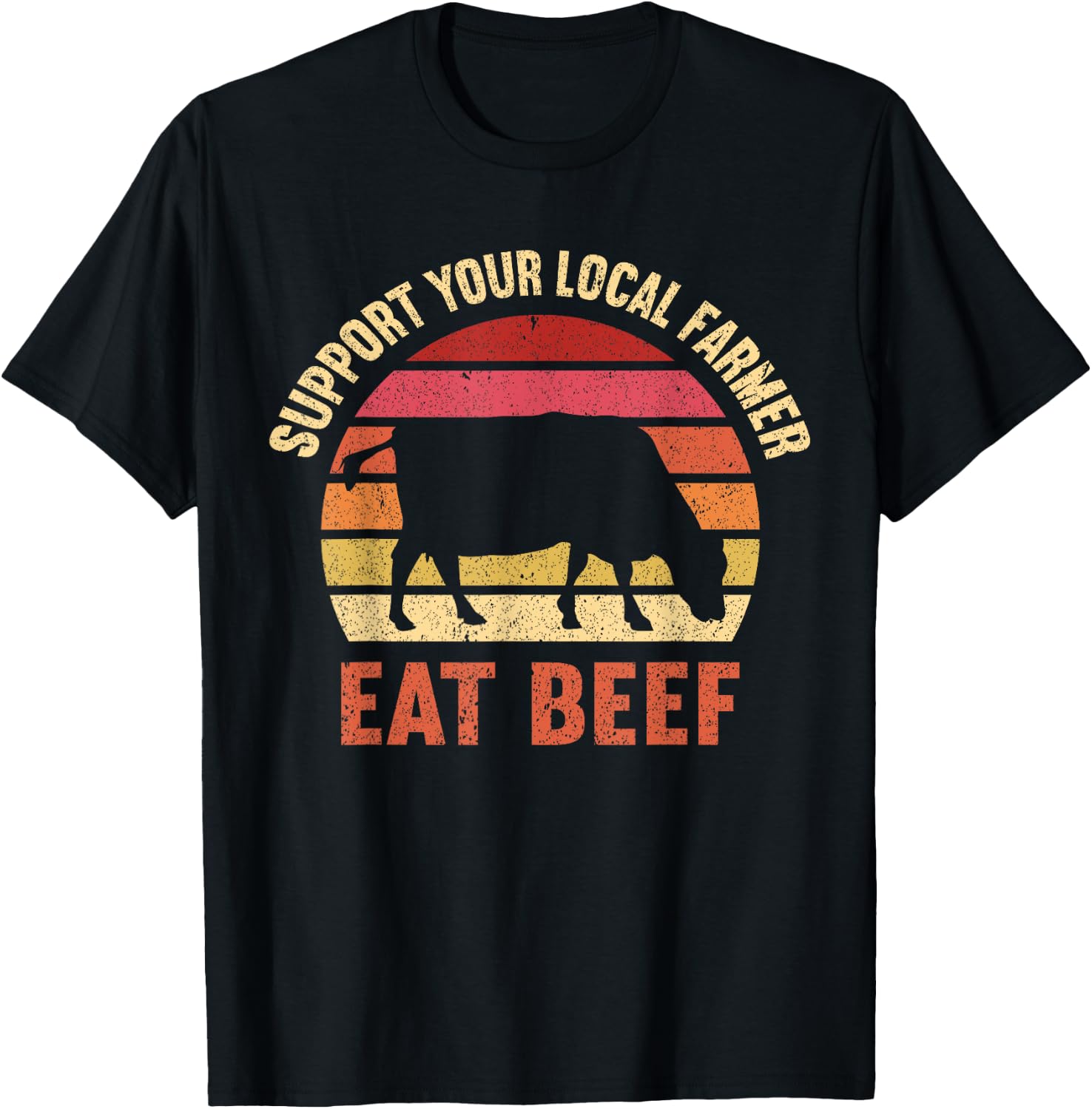Kids Farming Boys Funny Farmer Gifts Women Support Your Local Farmer Eat Beef Lover Funny Cattle Farmer -Kids Black Small Classic Fit Short Sleeve T-Shirt - T-Shirt | Black