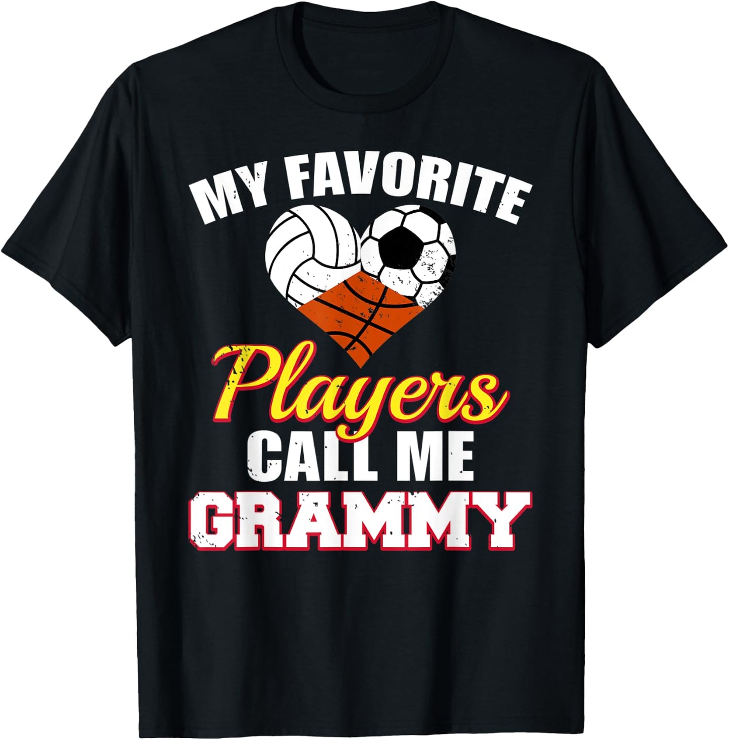My Favorite Players Volleyball Soccer Basketball Grammy T-Shirt - T-Shirt | Black