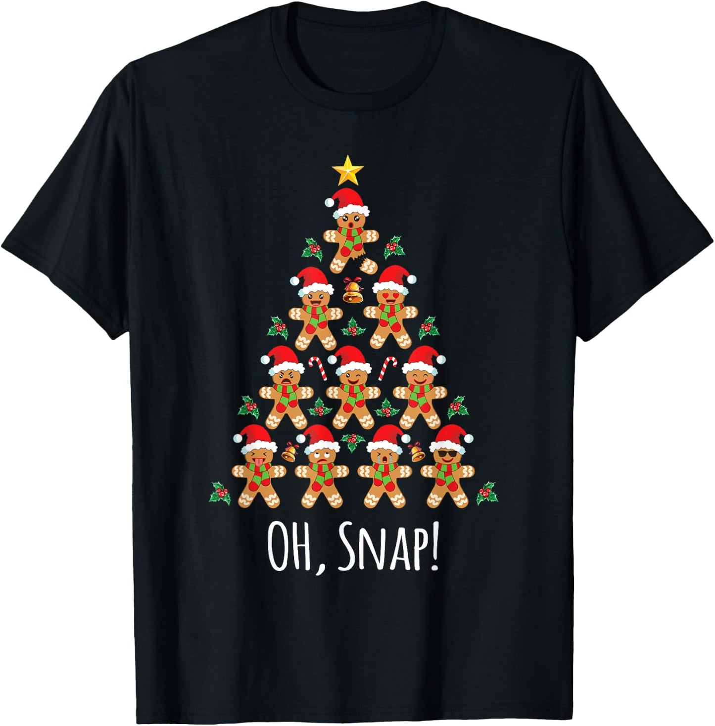 Gingerbread Man Shirt Gingerbread Tree Oh Snap T-Shirt - T-Shirt | Black