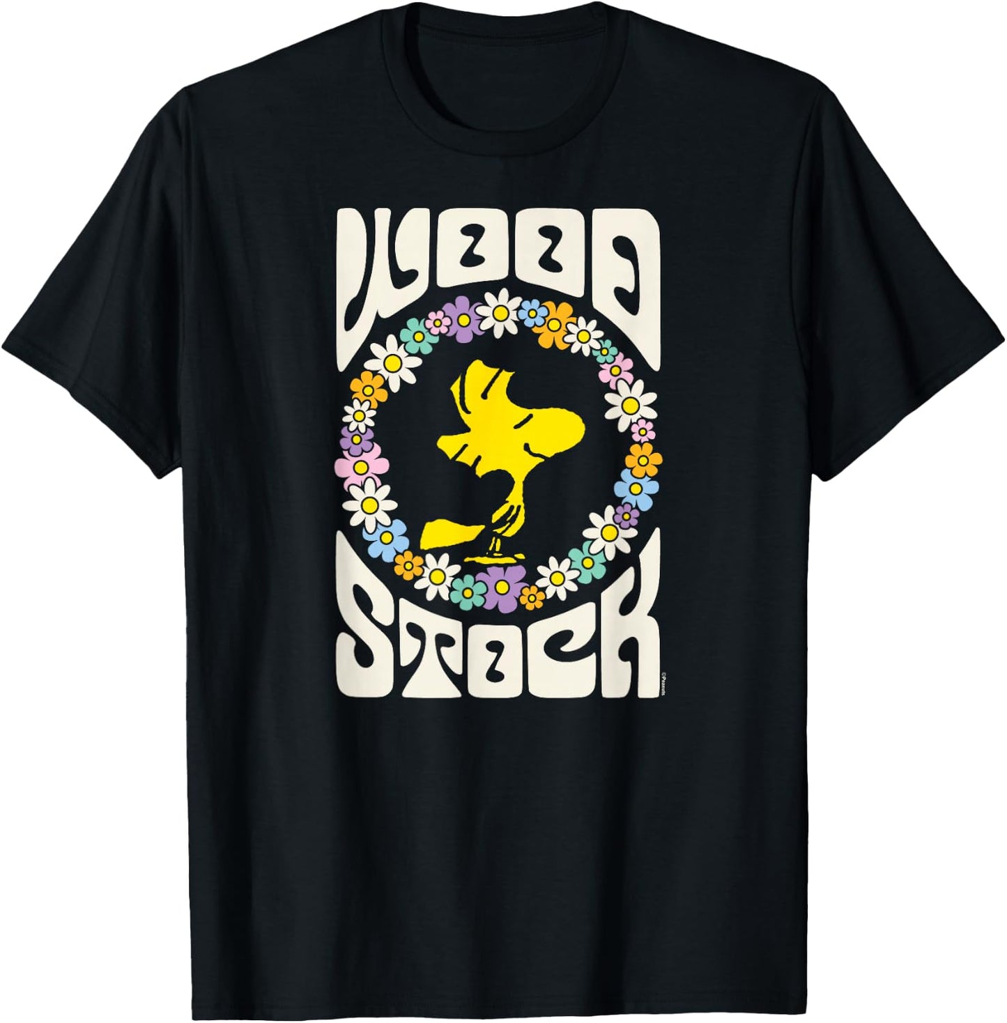 Peanuts - Woodstock Retro Flowers T-Shirt - T-Shirt | Black