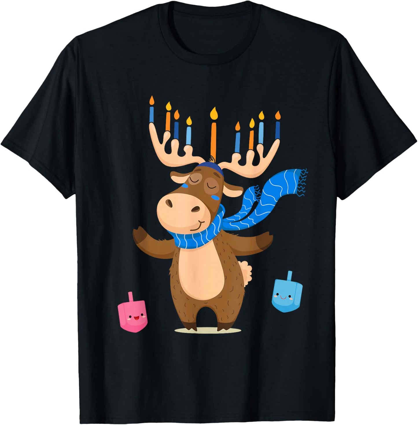 Jewish Moose Funny Hanukkah Shirt Moose Girl Women Pajamas T-Shirt - T-Shirt | Black