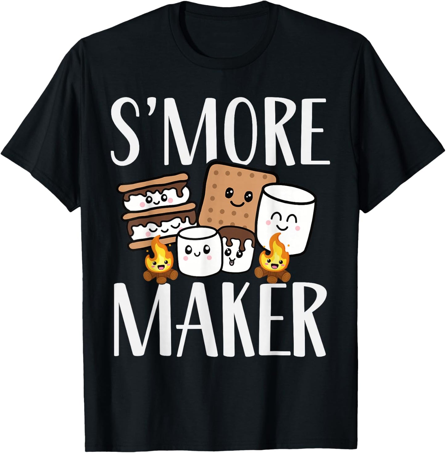 Smore Maker, Funny Kawaii S'more Summer Camper Team Squad T-Shirt - T-Shirt | Black