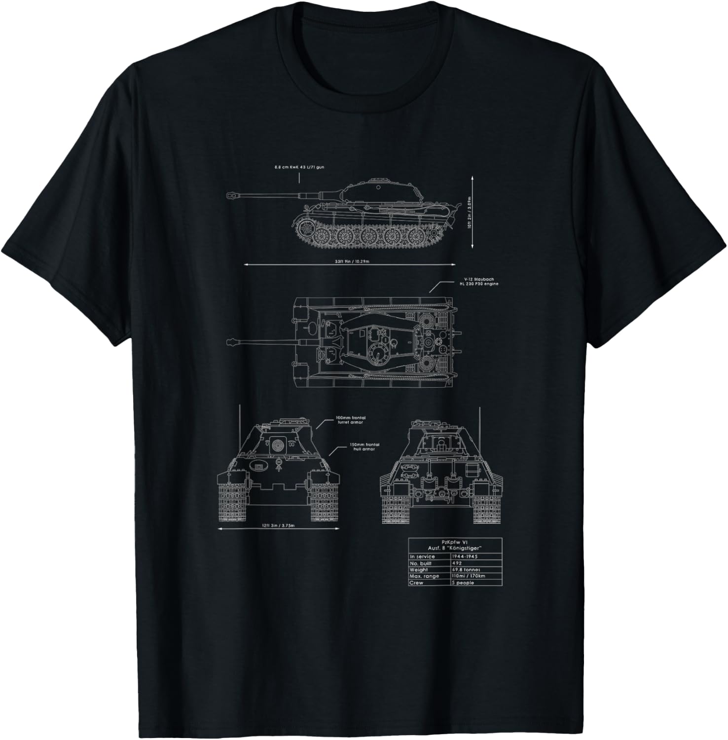 Königstiger” or “King Tiger Sd.Kfz. 182 german ww2 tank T-Shirt - T-Shirt | Black